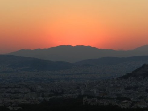 Hymettus Athens half-zoom-set-sun