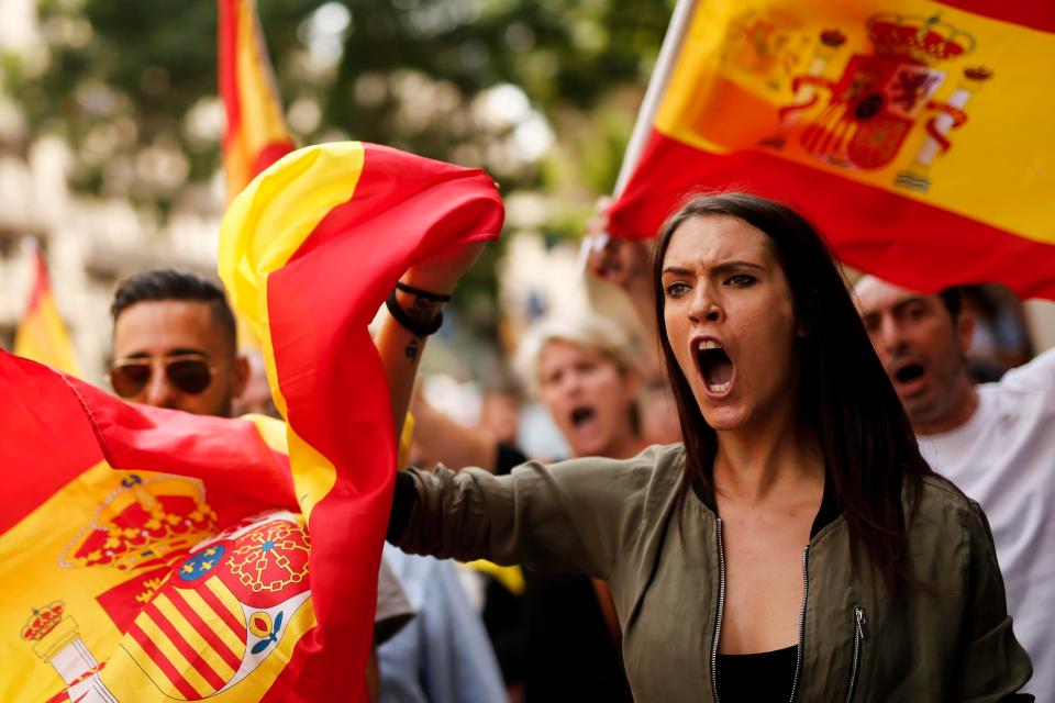 Spanish flag demonstrators